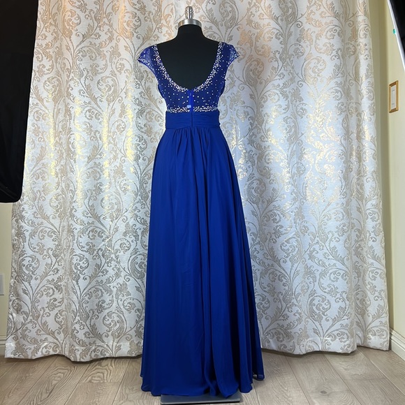 Meier Collection formal pleated bodice Illusion evening dress - Picture 4 of 5